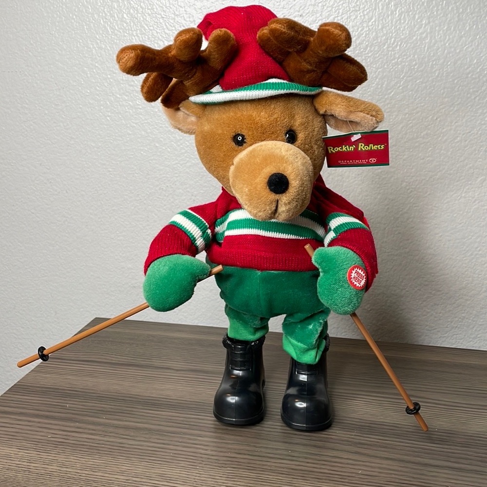 Department 56 Rockin Rollers Reindeer Skier 16" Plush - Picture 1 of 2
